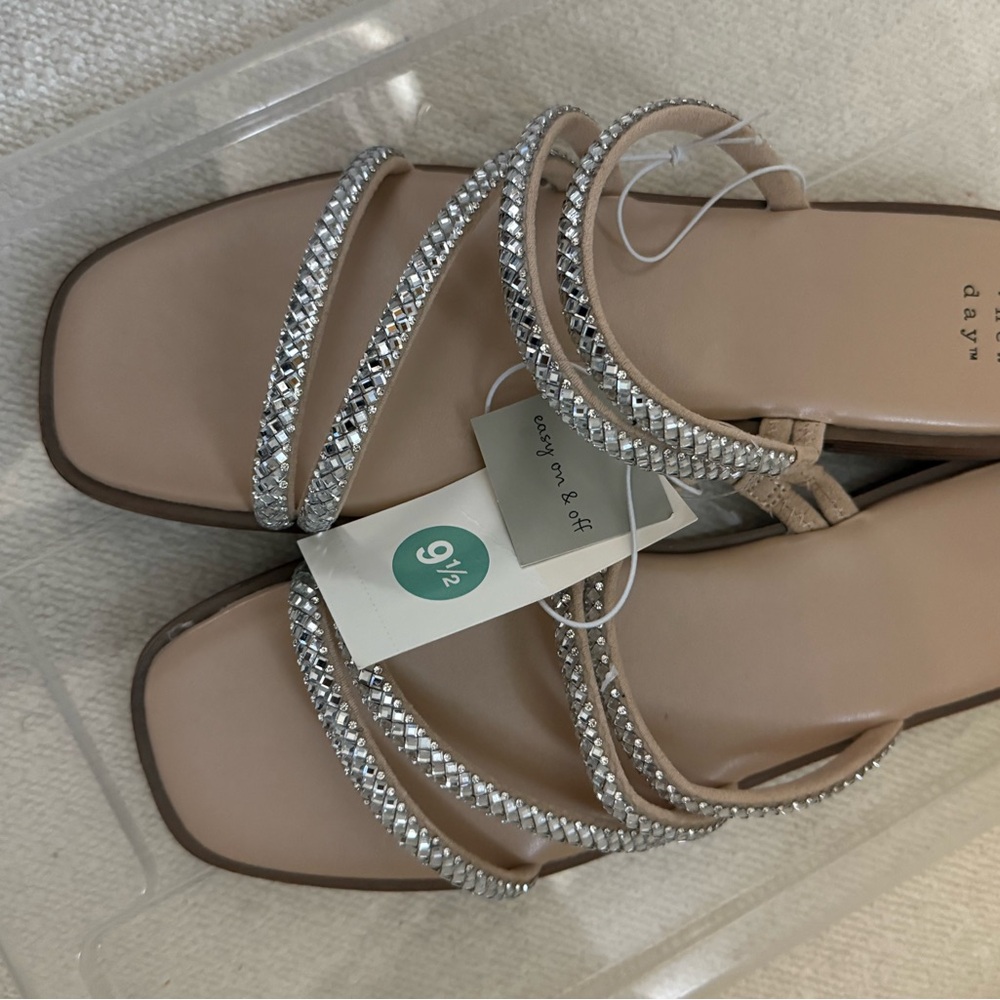 A New Day Bedazzled -Strap Nude Sandals - Women's 9.5